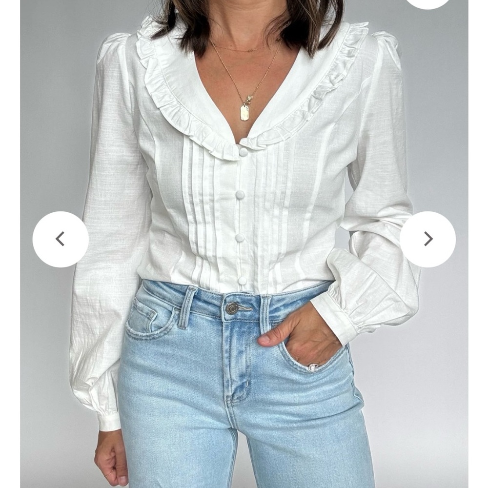 White Ruffled Blouse - Picture 3 of 3